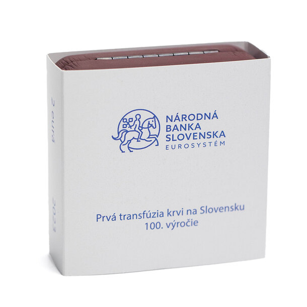 2 euro slovensko 2023 - transfúzia krvi - proof - 2-euro-transfuzia-krvi-proof-2