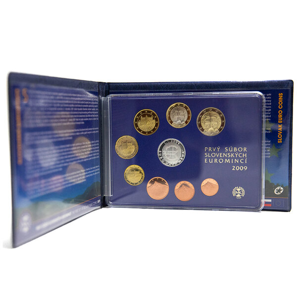 Sada obehových euro mincí proof sr 2009 - Sada Euro mincí proof SR2009 prvý súbor-3
