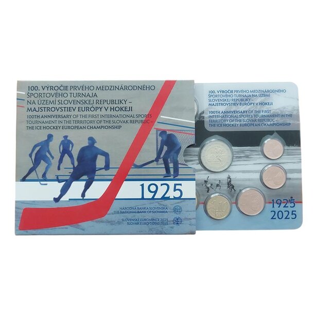 Sada obehových euro mincí sr 2025 - majstrovstvá európy v hokeji - sada-2025-hokej-3