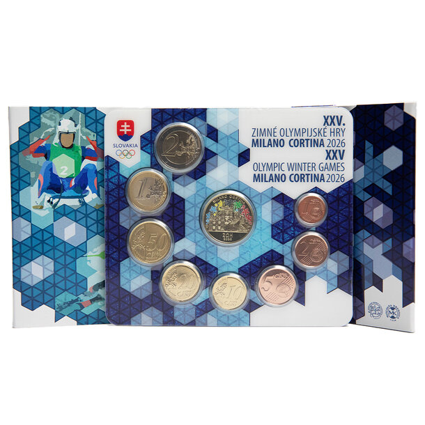Sada obehových euro mincí sr 2026 - zoh milano cortina - Sada Euro mincí SR26 - ZOH Milano Cortina - bežná-2