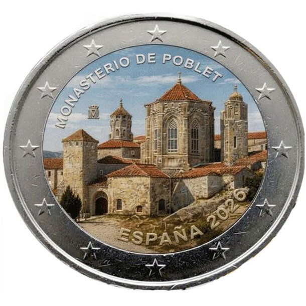2 euro španielsko 2026 - opátstvo poblet - kolorovaná - 2-euro-_panielsko-2026-poblet-kolor_wipe_bg