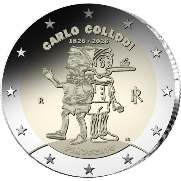 2 euro taliansko 2026 - pinocchio - proof - 2 euro Taliansko 2026 - Pinocchio - Proof-2