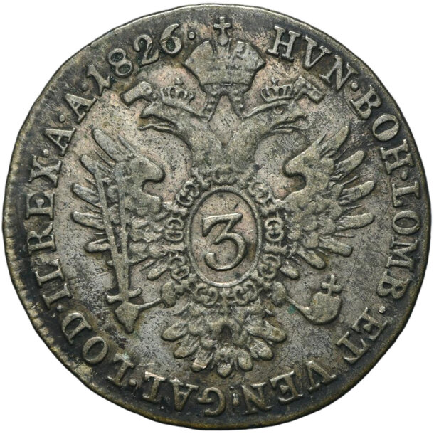 3 grajciar františek ii.1826 a - 3 Grajciar František II.1826 A-2