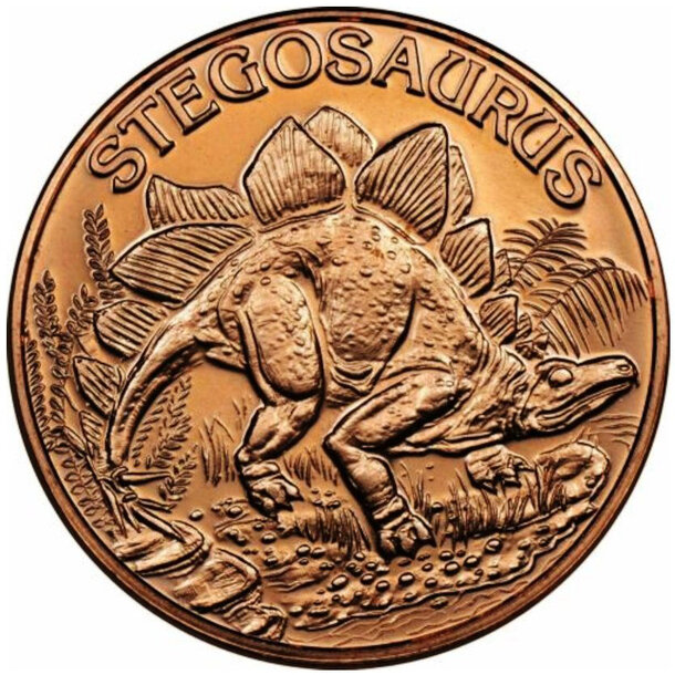 Medená minca stegosaurus 1 unca - Medená minca Stegosaurus1 Oz-1