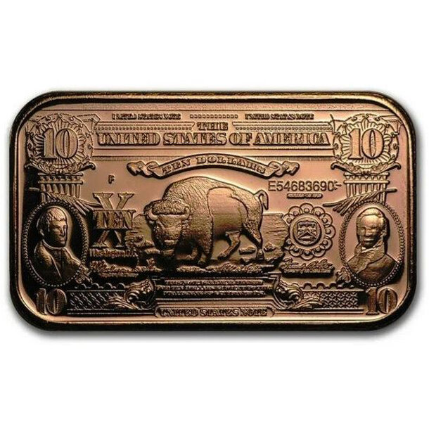 Medená tehlička bankovka buffalo 1 unca - Medená tehlička Bankovka Buffalo1 Oz (unca)