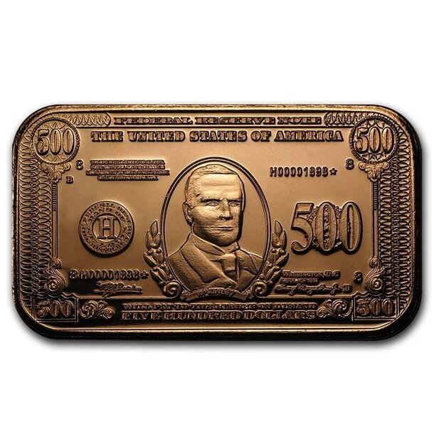 Medená tehlička bankovka williama mckinleyho 1 unca - Medená tehlička Bankovka Williama McKinleyho 1 Oz -1