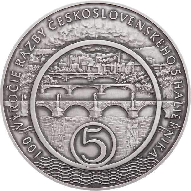 Medaila slovensko 2024 - 100. výročie razby 5 haliernika 1924 - medaila-5hal_striebro-1