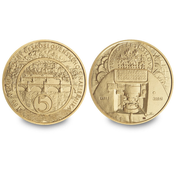 Medaila slovensko 2024 - 100. výročie razby 5 haliernika 1924 - medaila-5hal_zlato-3