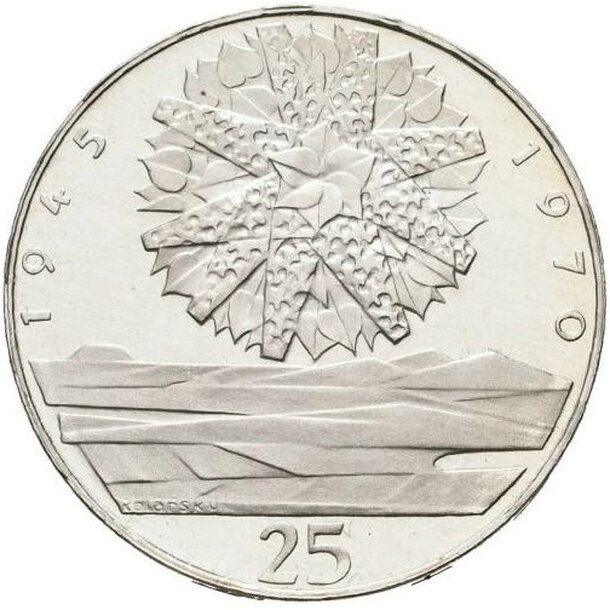 25 kčs československo 1970 - oslobodenie československa - proof - 25 Kčs ČSR 1970 - Oslobodenie ČSR-1