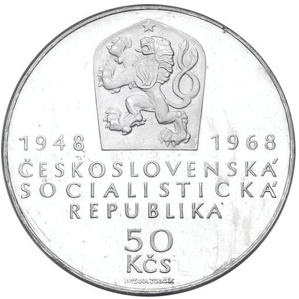 50 kčs československo 1968 - vznik čsr - proof - 50 Kčs ČSR 1968 - Vznik ČSR-proof-2