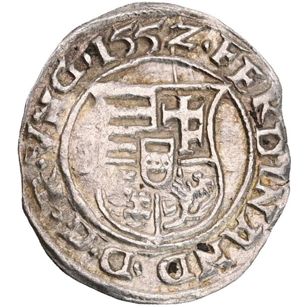 1 denár ferdinand i. 1552 kremnica (kb) - 1 Denár Ferdinand I. 1552 Kremnica KB-1
