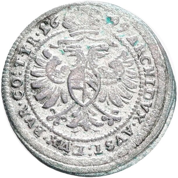 1 grajciar leopold i. 1699 viedeň (w) - 1 Grajciar Leopold I. 1699 Viedeň W-2