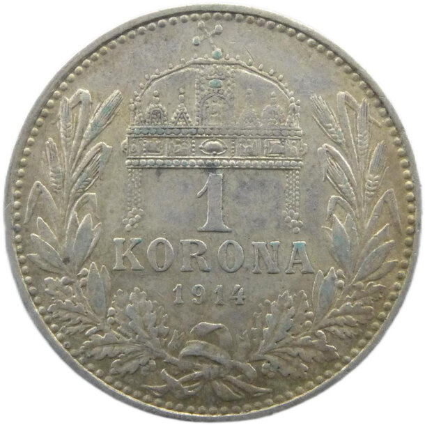 1 koruna františek jozef i. 1914 kb - 1-koruna-1914-KB-2