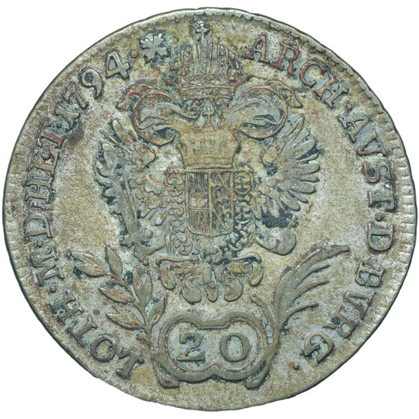 20 grajciar františek ii.1794 b - 20-kreuzer-1794-b-frantisek-ii-2-2