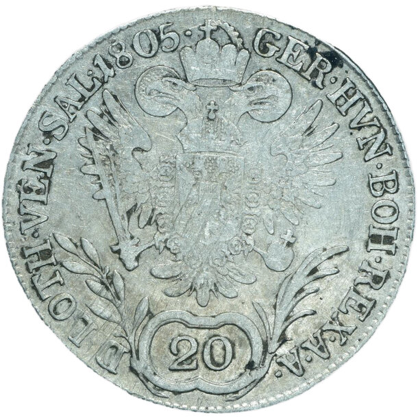 20 grajciar františek ii.1805 b - 20-kreuzer-1805-b-frantisek-ii-6