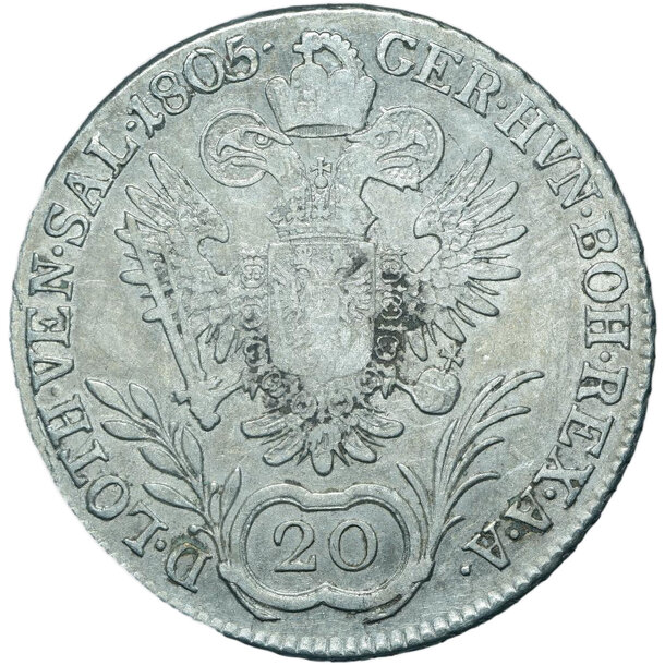 20 grajciar františek ii.1805 e - 20-kreuzer-1805-e-frantisek-ii-4