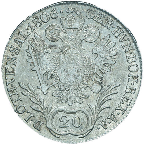 20 grajciar františek ii.1806 b - 20-kreuzer-1806-b-frantisek-ii-6