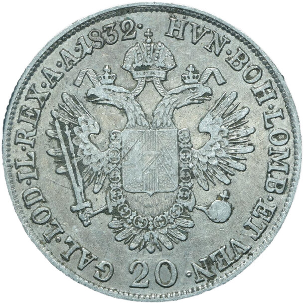 20 grajciar františek ii.1832 a - 20-kreuzer-1832-a-frantisek-ii-4