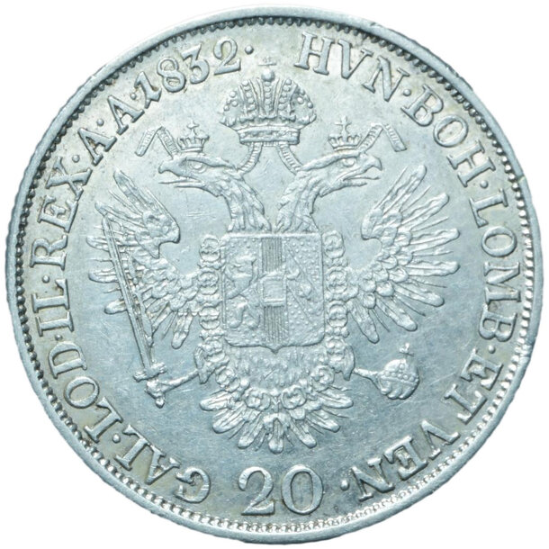 20 grajciar františek ii.1832 m - 20-kreuzer-1832-m-frantisek-ii-2