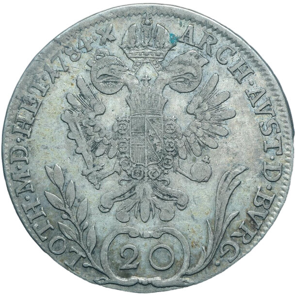 20 grajciar jozef ii.1784 a - 20-kreuzer-1784-a-josef-ii-2