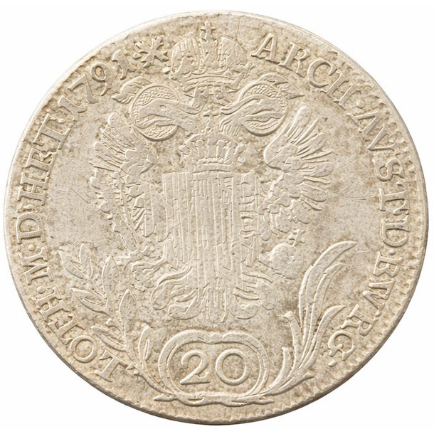 20 grajciar leopold ii.1791 b - MinceHabsburgovciLeopold II_20b-2