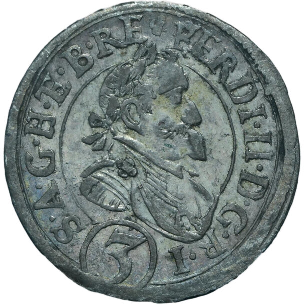 3 grajciar ferdinand ii. 1635 sv. vít (ve) - 3-kreuzer-1635-svaty-vit-ferdinand-ii-1