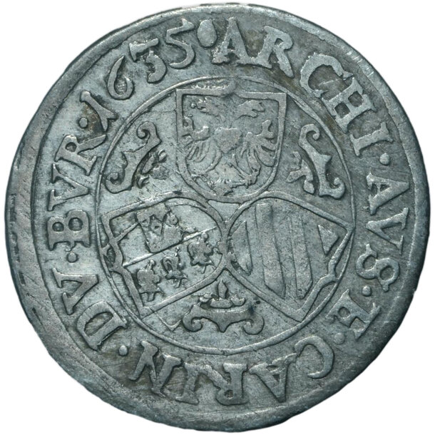 3 grajciar ferdinand ii. 1635 sv. vít (ve) - 3-kreuzer-1635-svaty-vit-ferdinand-ii-2