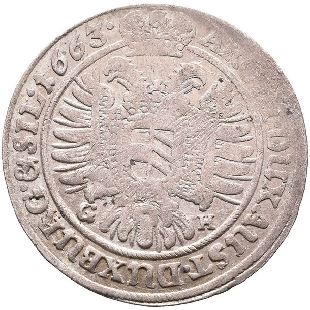 Xv grajciar leopold i. 1663 vratislav (br gh) - XV Grajciar Leopold I. 1663 Vratislav BR GH-2