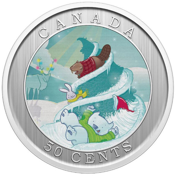 50 cents kanada 2025 - vianočný stromček - 50-cents-2025-stromcek-1