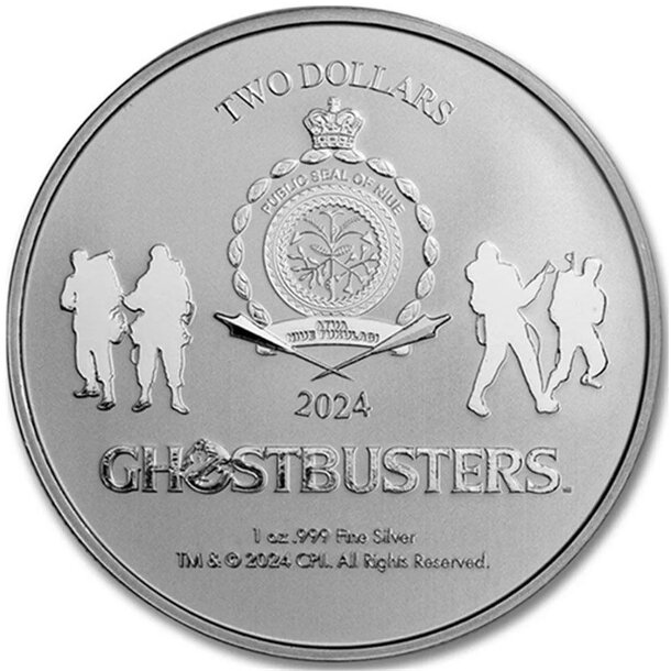 2 dollars niue 2024 - krotitelia duchov - 2024-1oz-silver-ghostbusters-rev