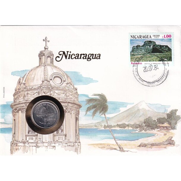 Numizmatická obálka nikaragua 1983 - numisbriefe-nikaragua-1