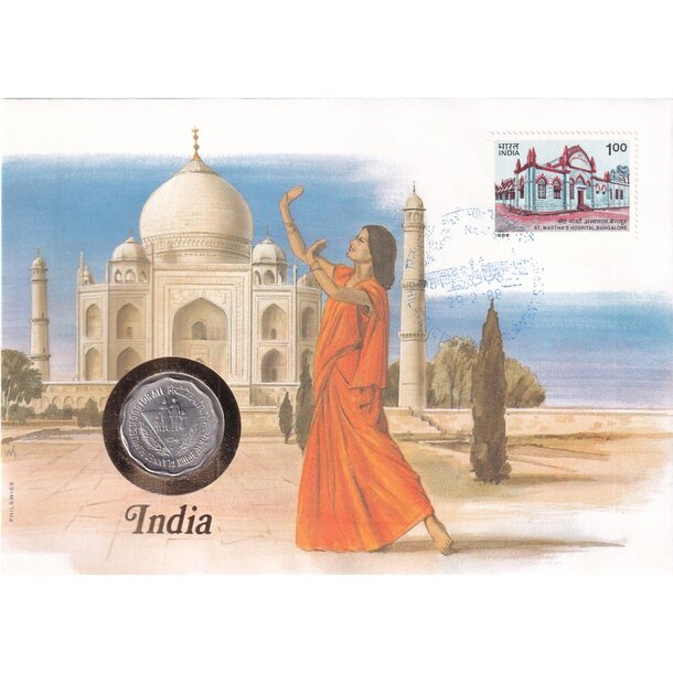 Numizmatická obálka india 1974 - numisbriefe-india-1