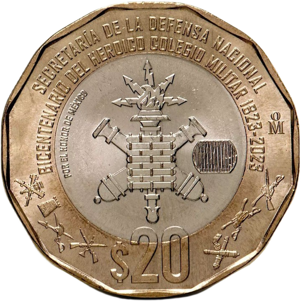 20 pesos mexico 2023 - vojenská akadémia - 20 Pesos Mexico 2023 - Akademia-1