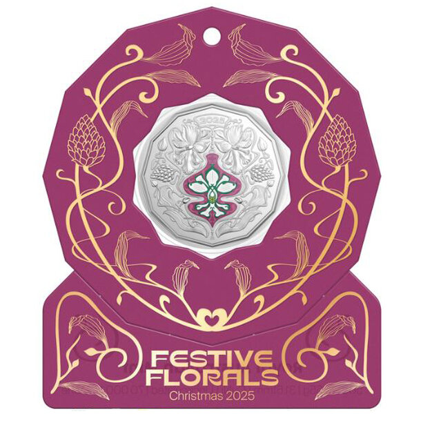 50 cents austrália 2025 - vianočné kvety - blister - 50 Cents Austrália 2025 Vianočné kvety-fialová-1