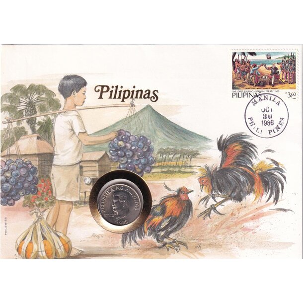 Numizmatická obálka filipíny 1985 - numisbriefe-filipiny-1