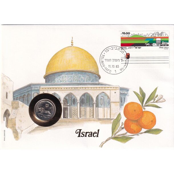 Numizmatická obálka izrael 1982 - numisbriefe-izrael-1
