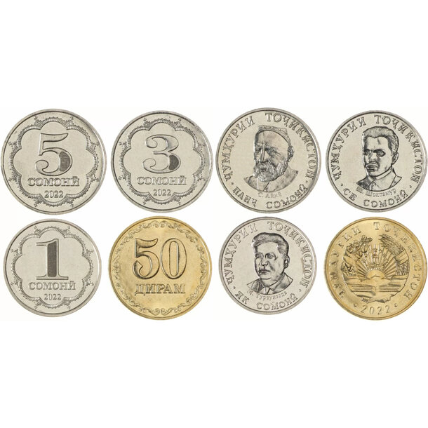 Set mincí tadžikistan 2022 - Set mincí - Tadžikistan 4 ks 2022