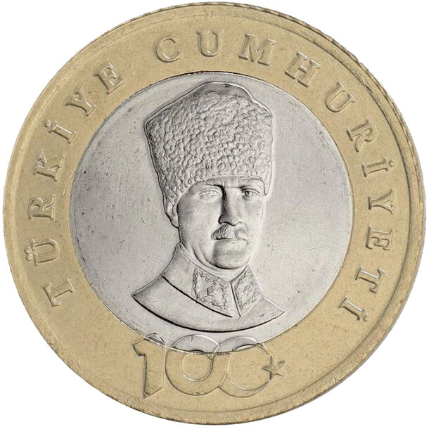 5 lira turecko 2023 - 100. výročie republiky - 5 Lira Turecko 2023 - 100. výročie republiky-1