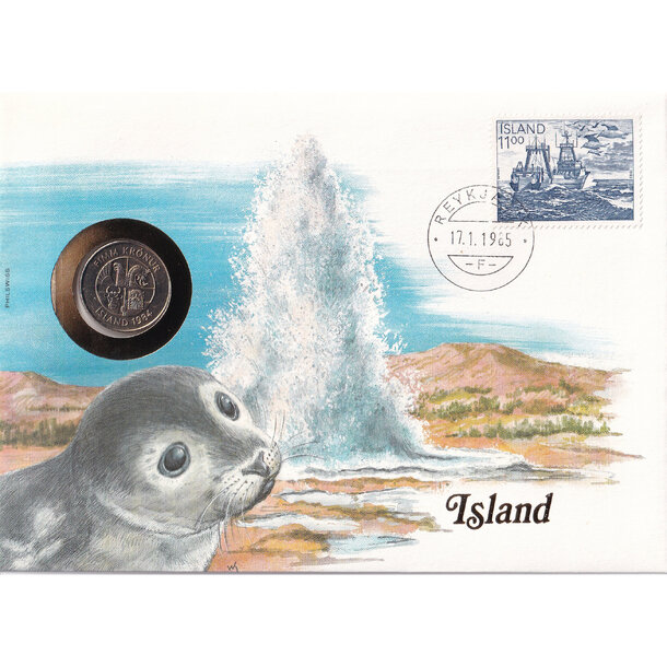 Numizmatická obálka island 1984 - Numizmatická obálka Island 1984-1