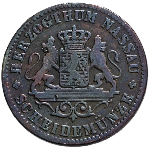 1 grajciar vojvodstvo nassau 1862 - 1 Grajciar Vojvodstvo Nassau 1862-2