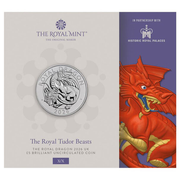 5 pounds veľká británia 2026 - tudor dragon - PM 5 Pounds Veľká Británia 2026 -Tudor Dragon3