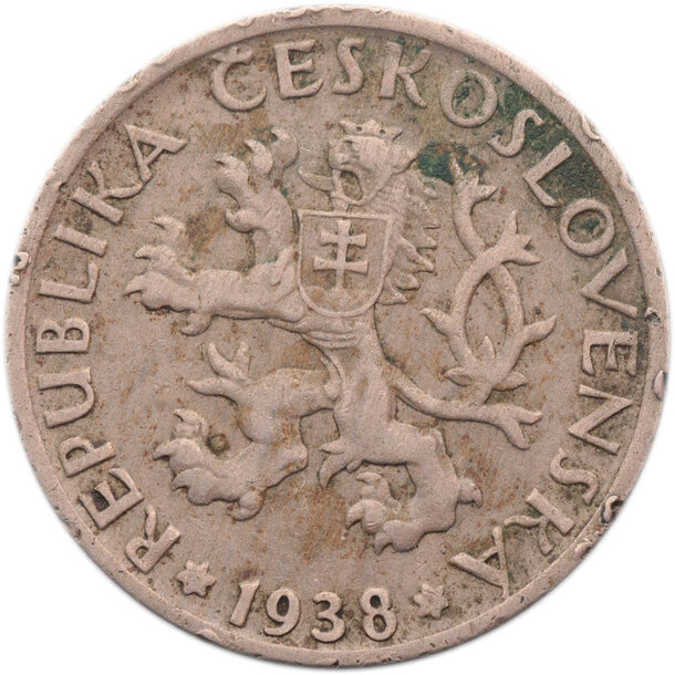 1 koruna československo 1938 - 1-koruna-1938-2