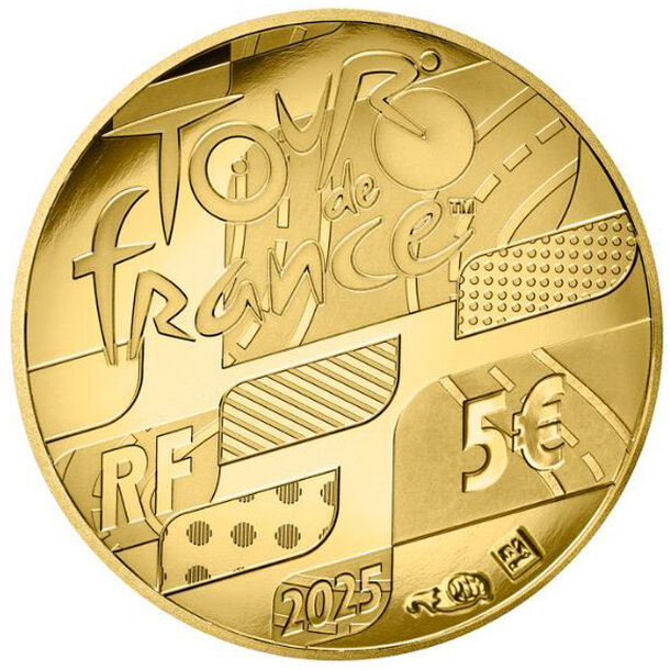 5 euro francúzsko 2025 - tour de france - proof - 5-euro-2025-tour-de-france-2