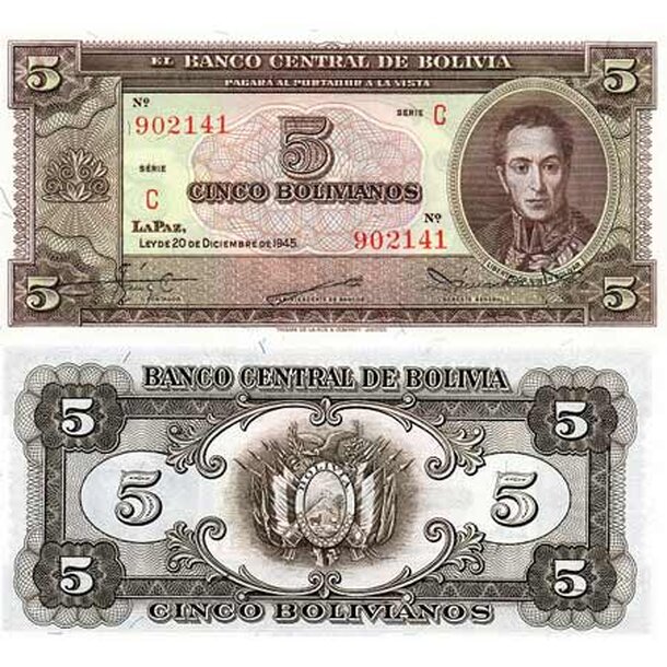 bolivia-5-bolivianos-1945