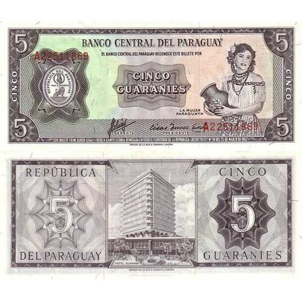 paraguaj-5-guaranies-1952