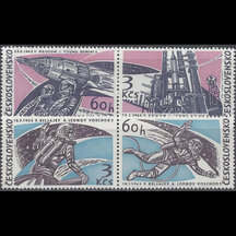 Séria známok Československo 1965 - Voschod 2 a Gemini 3 (spojky)