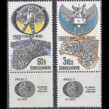 Séria známok Československo 1969 - Letecké - Človek na mesiaci (kupón dolný)
