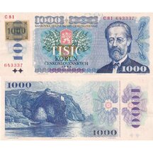 1000 Korún 1985 Česká republika - séria C (kolok lepený 1993)