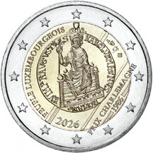 2 EURO Luxembursko 2026 - Cena Karola Veľkého