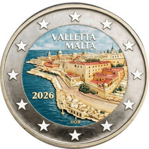 2 EURO Malta 2026 - Valletta - kolorovaná